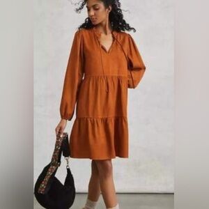 For The Republic Long Sleeve Tiered Tencel Mini Dress Size Medium
